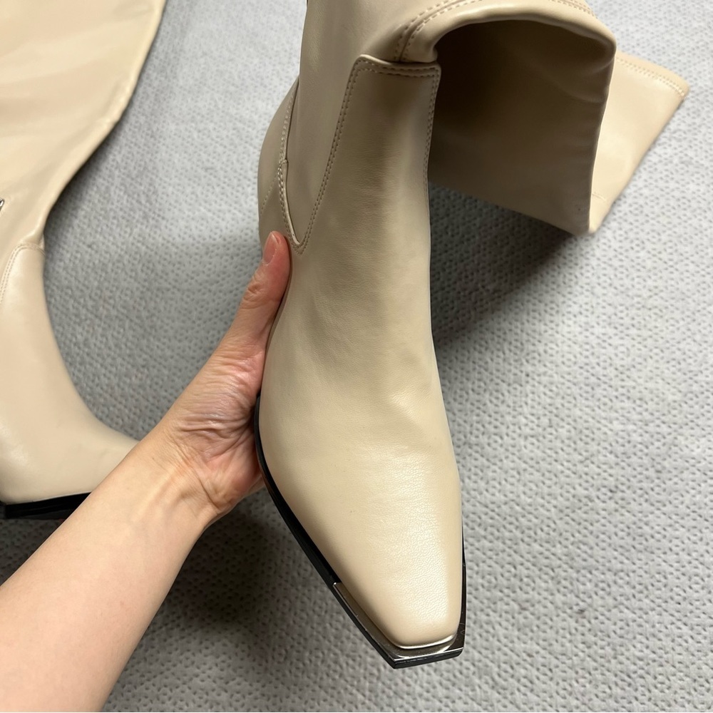 Marc Fisher Noemi Leather Over-The-Knee Boots in Ivory White Size 7 NWOT - Picture 4 of 7